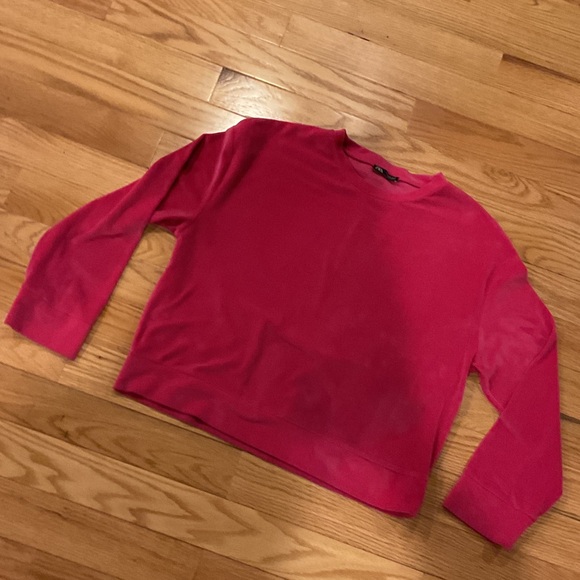 Zara Bright Pink Cropped Sweatshirt velvet texture medium Gorpcore EUC - Picture 2 of 8
